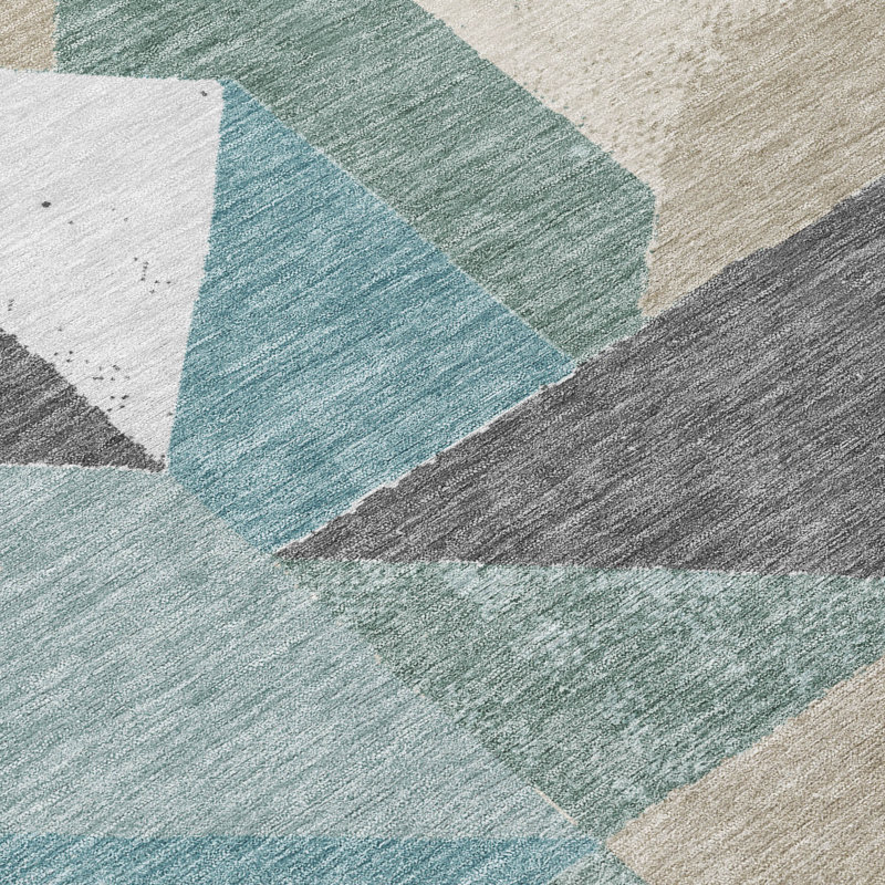 Machine Washable Indoor/Outdoor Chantille ACN2906 Geometric Rug, Teal, 10' x 14'