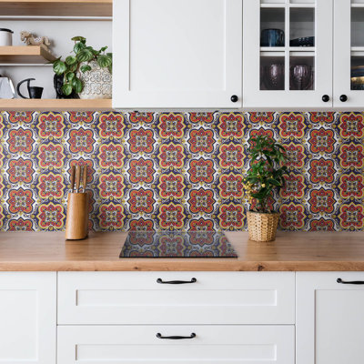 Self Adhesive Vinyl Splashback Wall Panel Sticker Tile Peel Stick 100x50 cm Portuguese tile motif