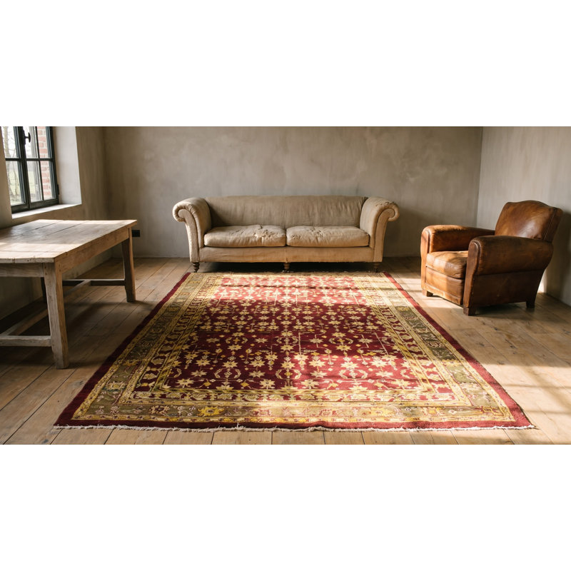 Allover Design Antique Classic Burgundy Color Indian Agra Rug