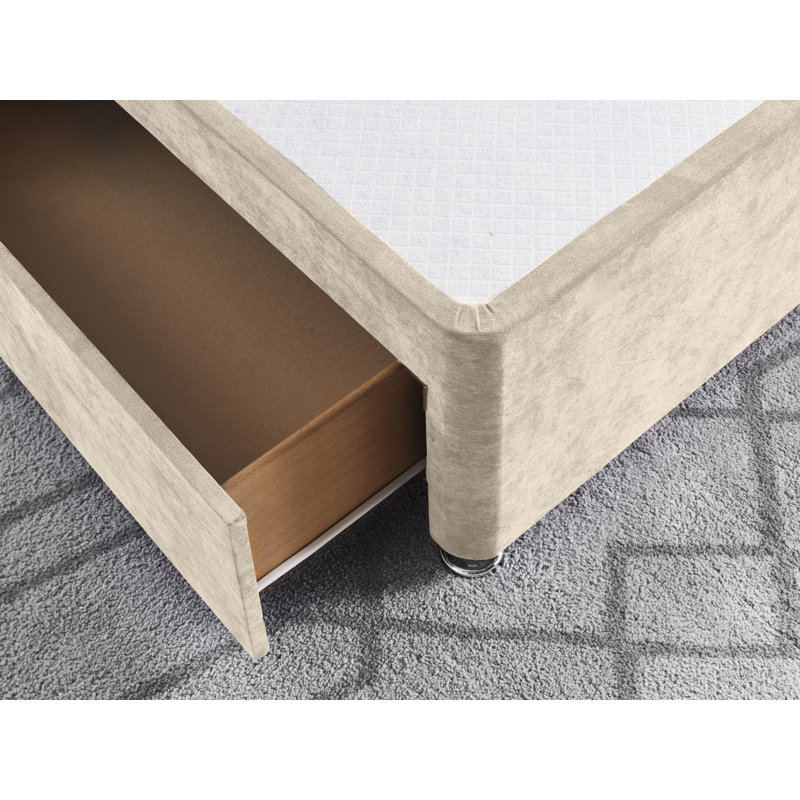 Naples Divan Bed Base, Cream, Double (4'6), Left Side Drawers
