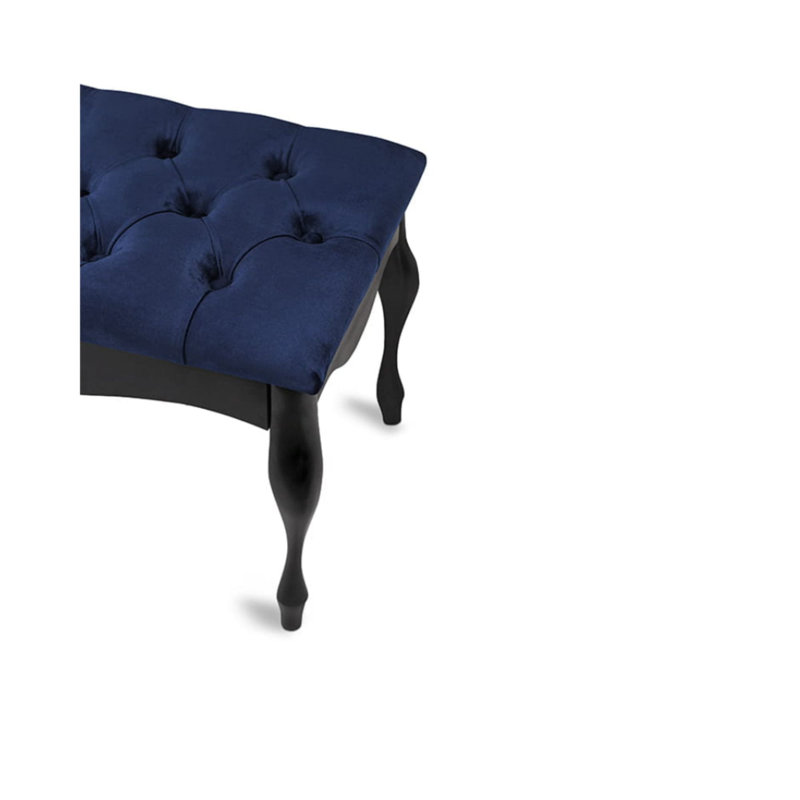 Keeter Velvet Upholstered Bench, H40 x W120 x D40cm, Black, Blue