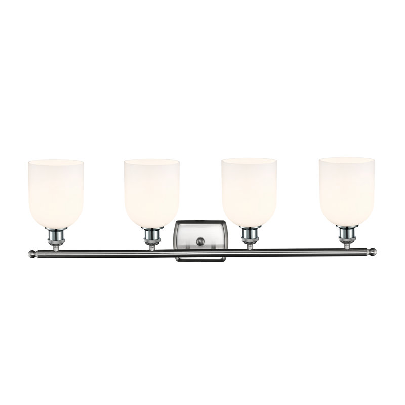 Anacaren 4 - Light Dimmable Vanity Light, Gloss White, Brushed Satin Nickel
