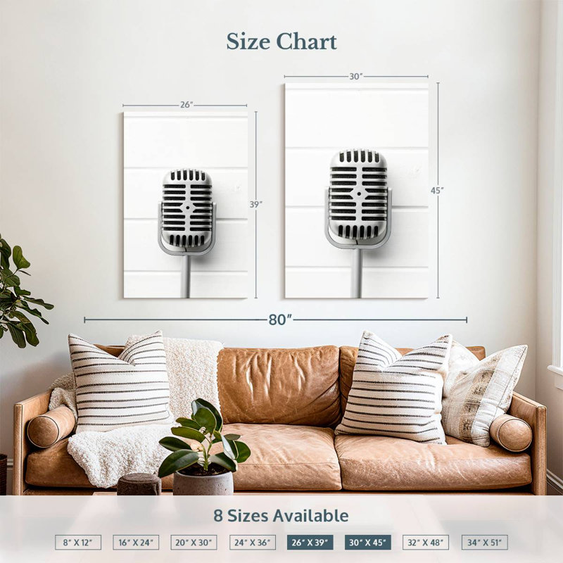 Microphone de scène rétro Abarca, H 39 po x l 26 po