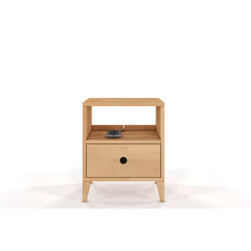 Deschamp 40cm W Solid Wood Bedside Table, Natural