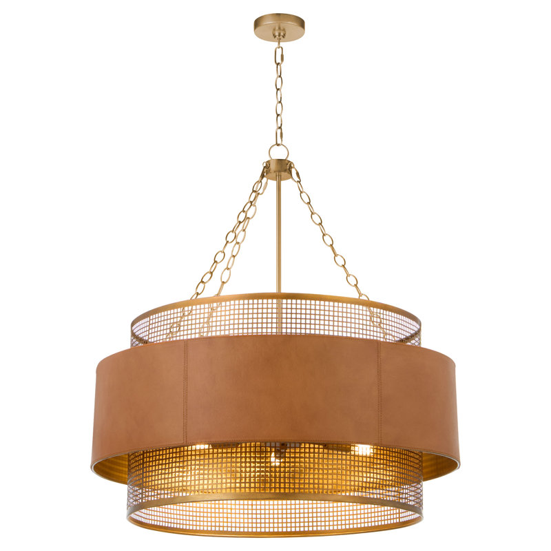 Newcomb 6 - Light Iron Dimmable Drum Chandelier