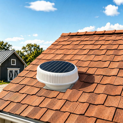 12" Flush Mount Round Solar Roof Vent Fan,30W Dual Power White Attic Exhaust Fan,3-Speed Remote & 25°C Auto Ventilation,1200 CFM,MPPT Controller Solar Ventilator Solar Vent for Attic Garage Greenhouse