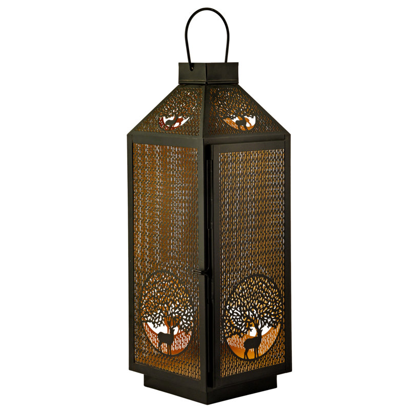 Metal Tabletop Lantern, 15.5" H x 5.5" W x 5.5" D