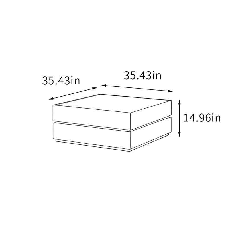 Table basse carrée en bois et petit appartement, 14.96" H x 35.43" L x 35.43" W, Noir / brun noix