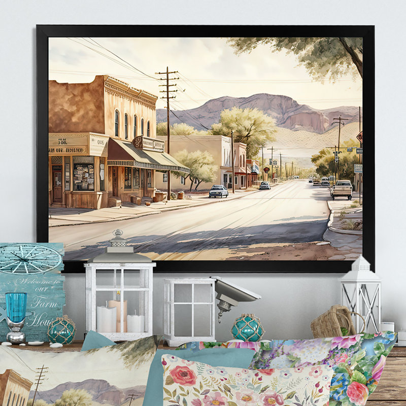 «Small Town Wild West II», impression sur toile, Cadre photo noir, H 16 po x l 32 po x P 1 po