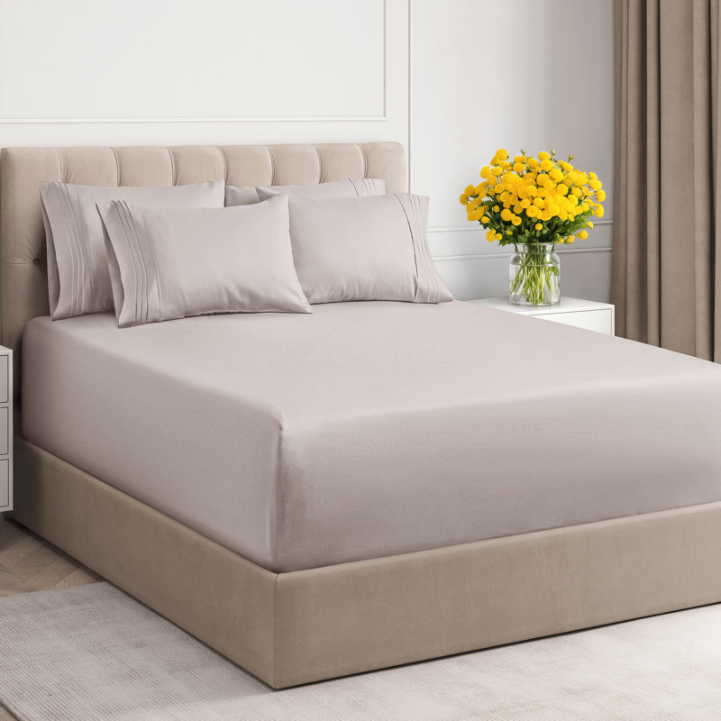 6 Piece Extra Deep Pocket Sheet Set, Cooling & Breathable Bed Sheets, Soft Hotel Luxury Bedding, Fits 18–24 Inch Mattress
