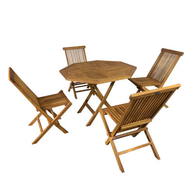 Octavia 5-PIECE Teakwood Octagon Standard Height Outdoor Dining Set For Patio