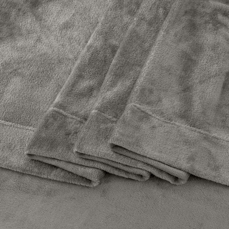 Gray Full Size Ultra Soft Velvet Plush Sheet Set