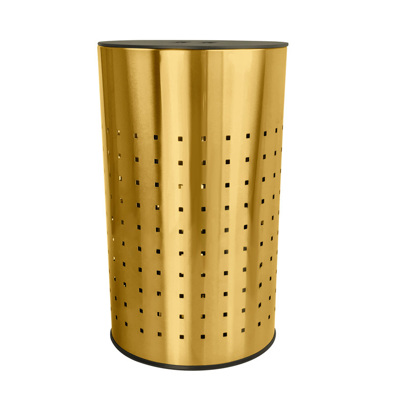 Metal Laundry Hamper, Brushed Gold