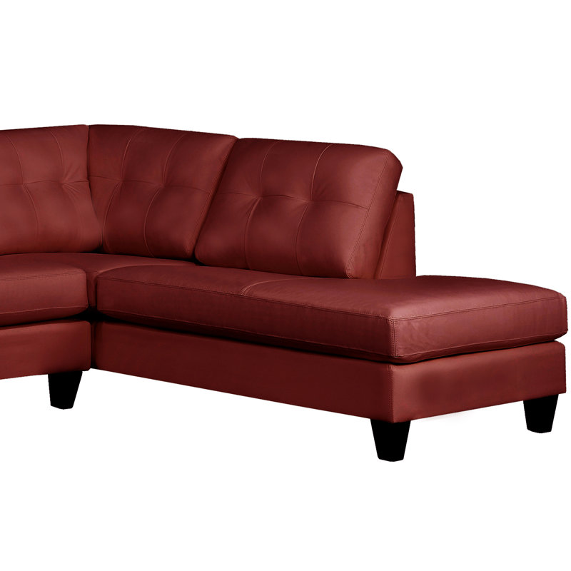 Canapé et méridienne Haussman, Cuir véritable marron rouge, Orienté à droite (vu de face)
