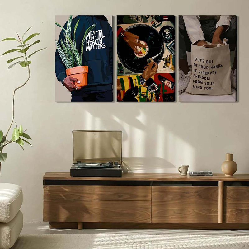 3 Piece Wrapped Canvas Print, 40 cm H x 60 cm W