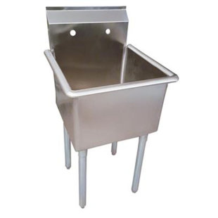 21'' L x 21.5'' W Stainless Steel Freestanding Service Sink
