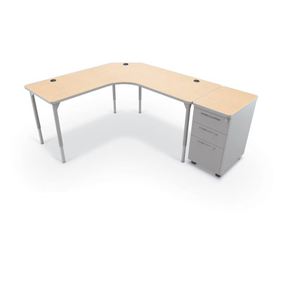 Hierarchy Height Adjustable L-Shape Sit to Standing Teacher Desk -  MooreCo, C22-DK-12152