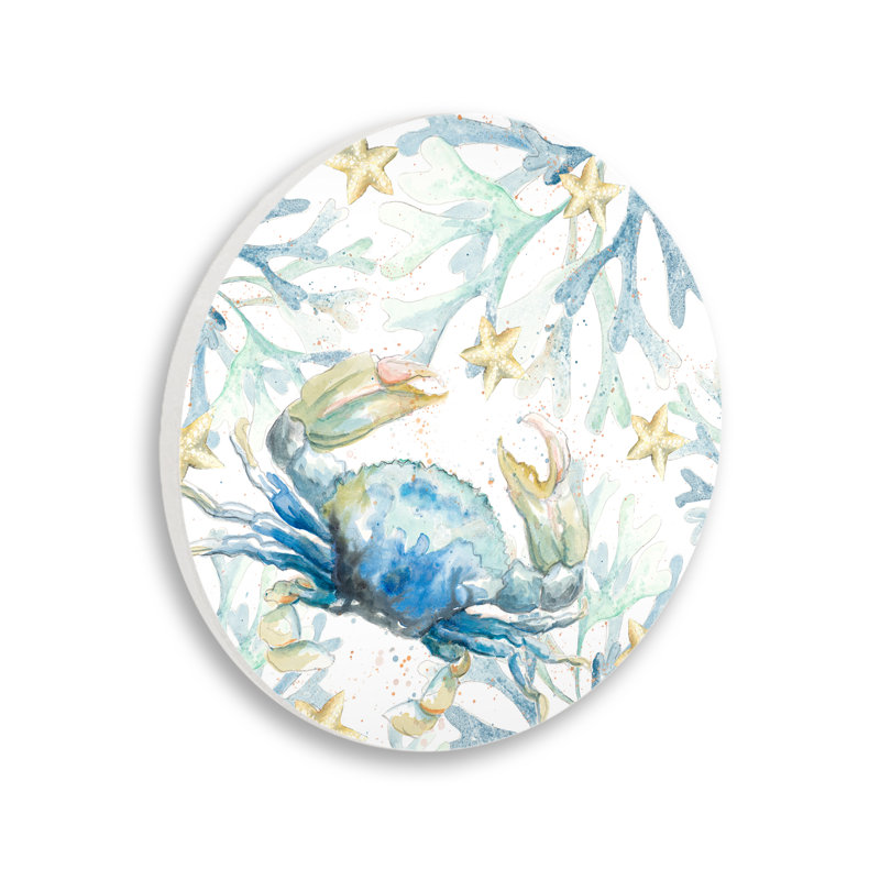 Plaque murale circulaire étoile de mer et crabe par Patricia Pinto