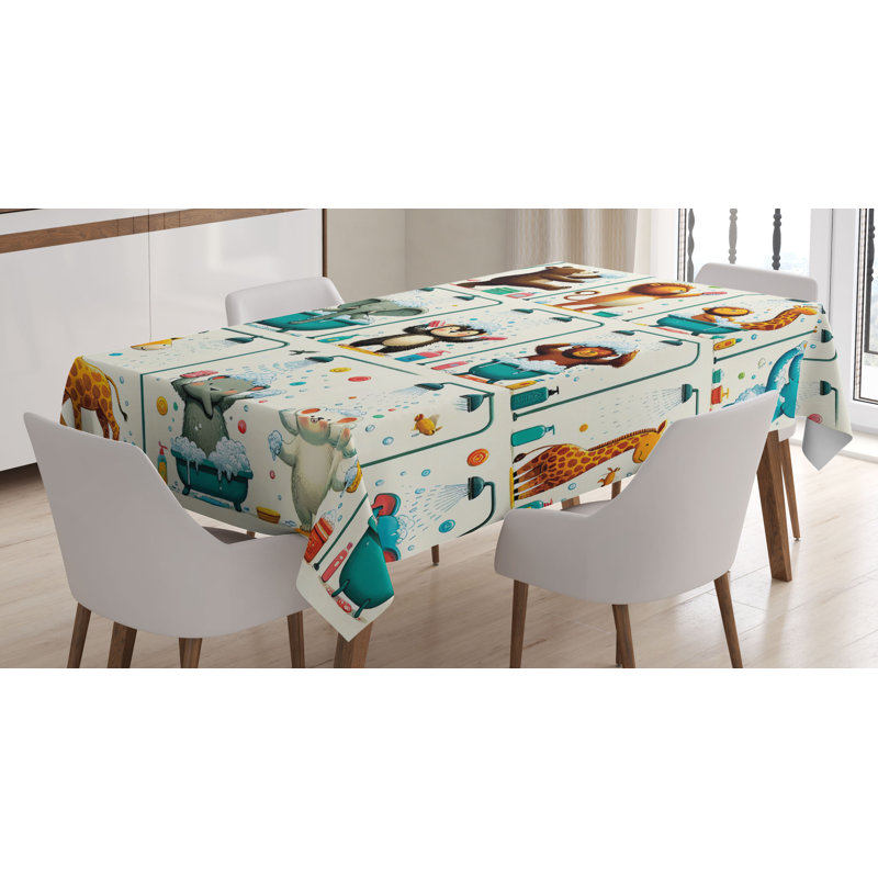Lew Rectangle No Pattern Microfiber Tablecloth, 90" Rectangle