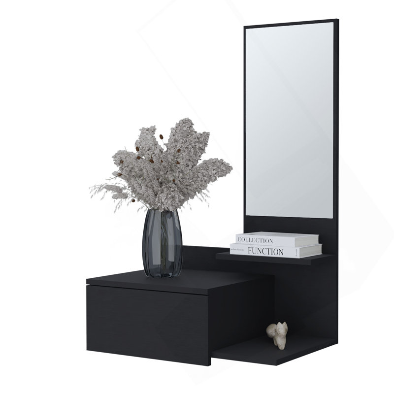 Coiffeuse Elgin avec miroir inclus, noir, Noir