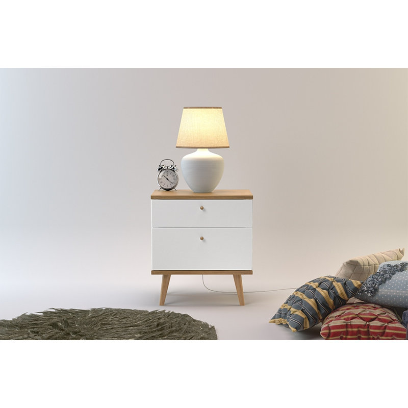 21'' W Nightstand, White/Brown