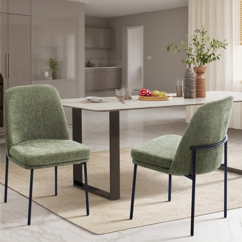 Upholstered Parsons Side Chair Dining Chair, F-Green