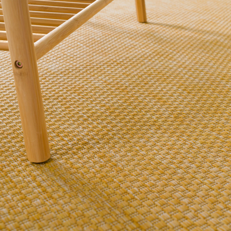Ebern Designs Flatweave Yellow Indoor/Outdoor Rug | Wayfair