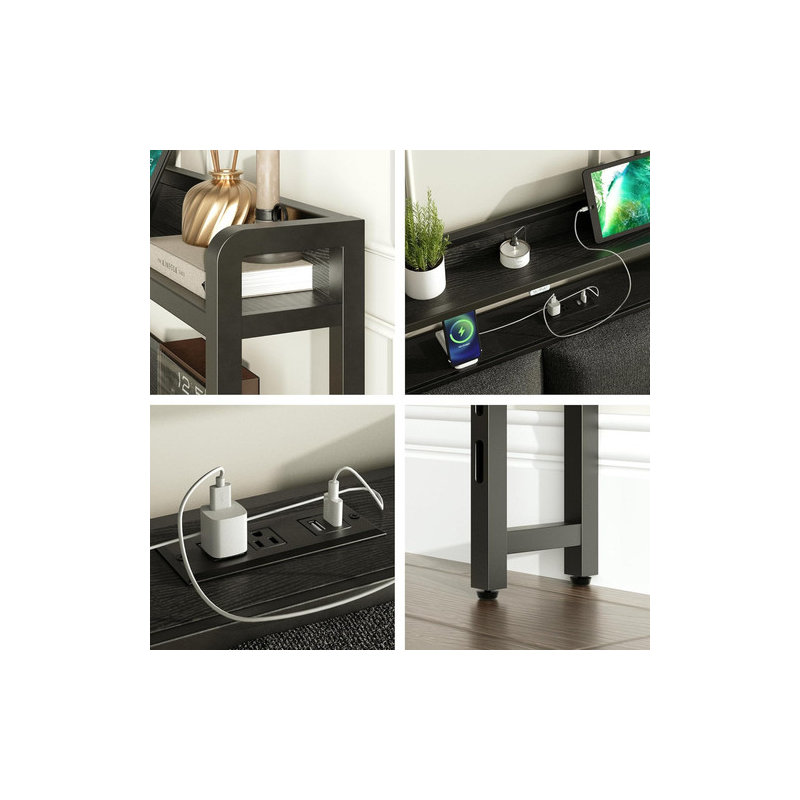 Tête de lit tapissier réglable avec rangement
