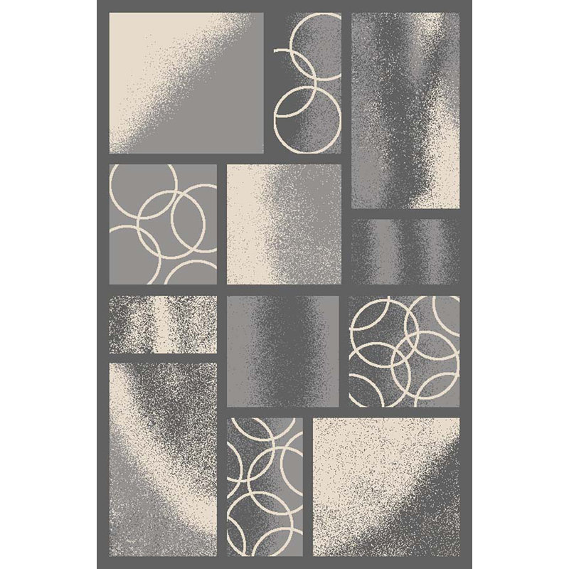Tapis gris à motif géométrique Blandi, Rectangle 3 pi 3 po x 5 pi