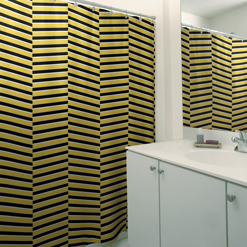 Rideau de douche simple à rayures rompues, Jaune