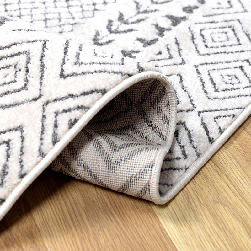 Tapis gris Leyun Farmhouse, Rectangle 5 pi 3 po x 7 pi 3 po