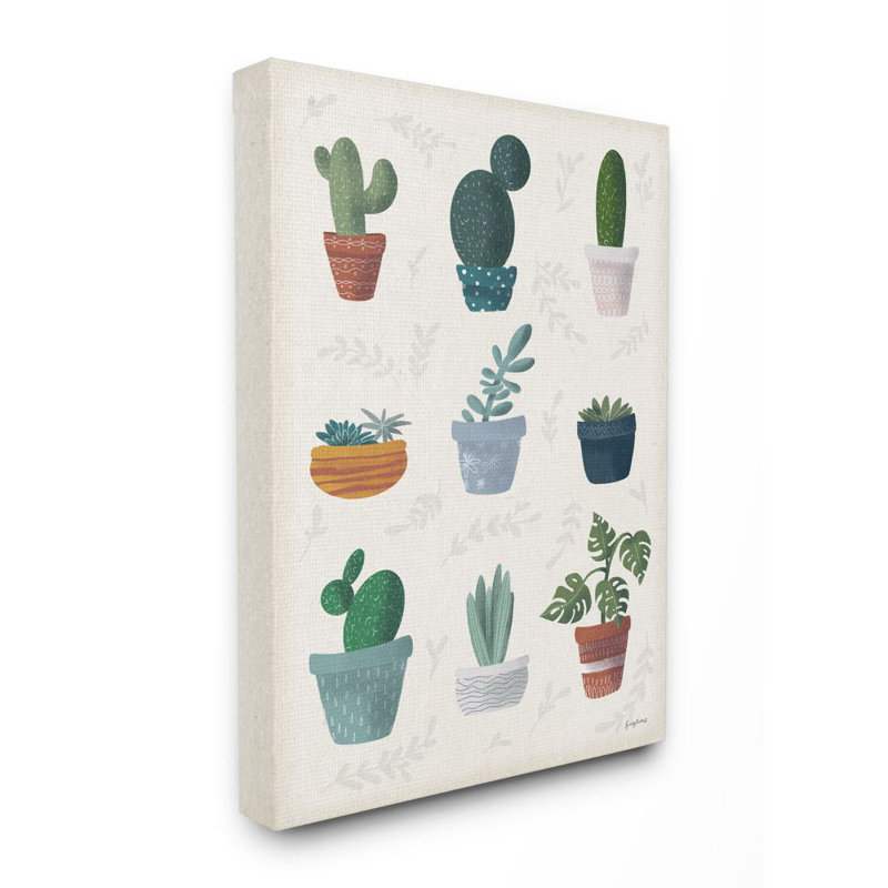 «Cute Succulent Design Chart», impression sur toile, Toile tendue, H 20 po x l 16 po