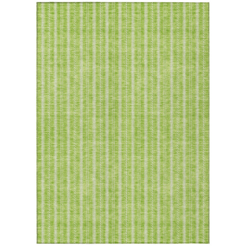 Tapis intérieur lavable rayé vert lime et ivoire HomeRoots 8 pi x 10 pi