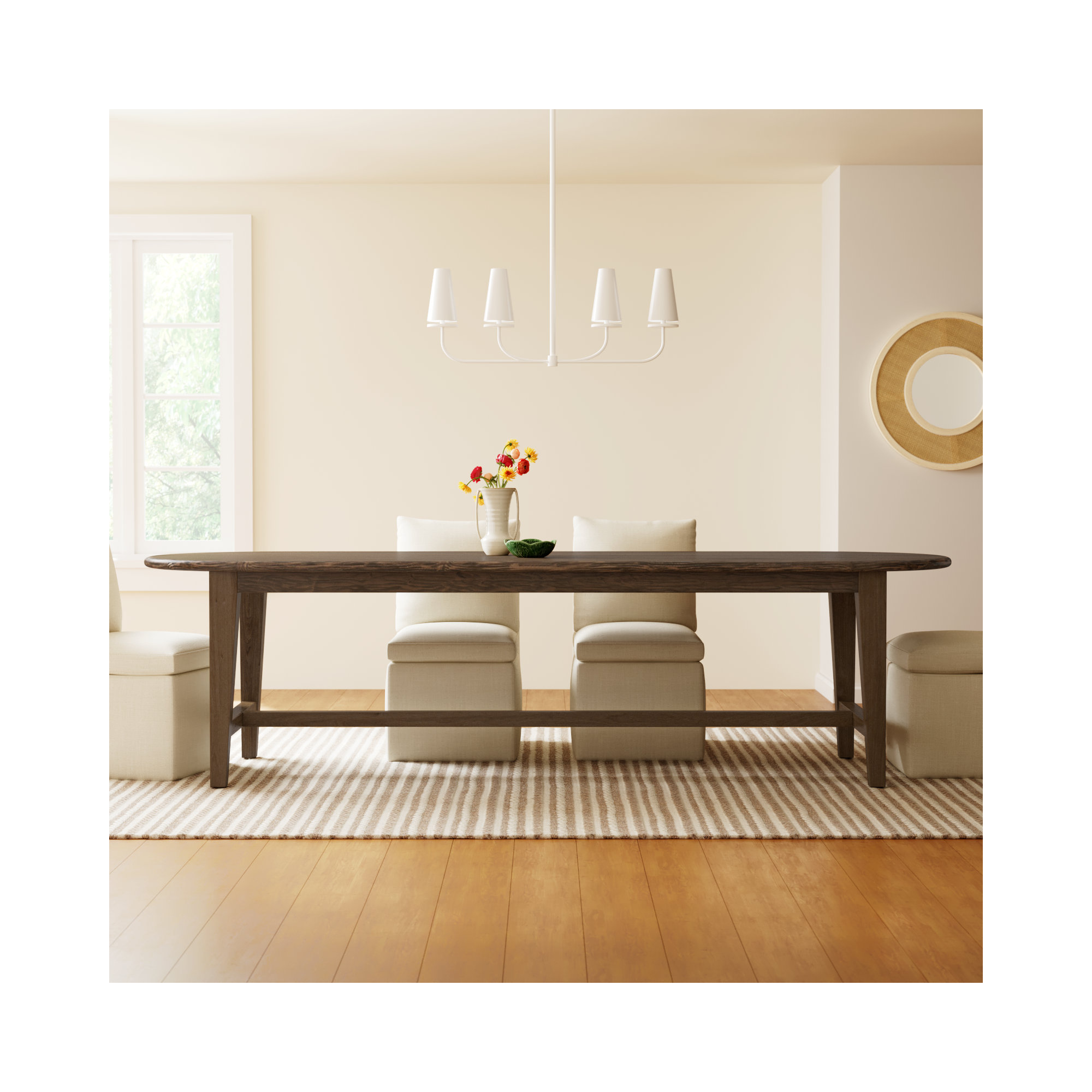 Isadore Solid Wood Dining Table, Honey Pine, 30" H x 110.25" L x 35.5" W
