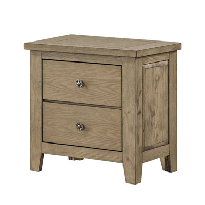 Ensemble de chambre à coucher Queen, chêne brun vigne, ensemble de 2 pièces avec table de chevet