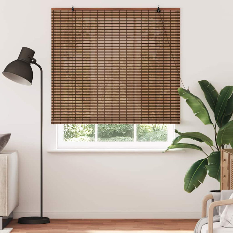 Vidaxl Window Blind With Curtains Manual Brown Bamboo, 220cm L x 150cm W