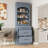 Accent Sideboard, Modern High Kitchen Pantry, Freestanding Tall Kitchen Hutch With Faux Marble Top-1519971880