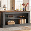     Console de 63 pouces avec rangement, long canapé d'entrée et table derrière le canapé-1060216546-1060216548