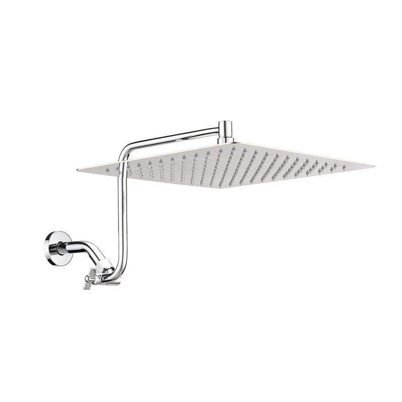 Pomme de douche carrée de 12 po avec bras d'extension réglable - Acier inoxydable, nécessitant peu d'entretien, modernisation des accessoires de salle de bain, fabrication en acier robuste, compatible avec les zones basses,
