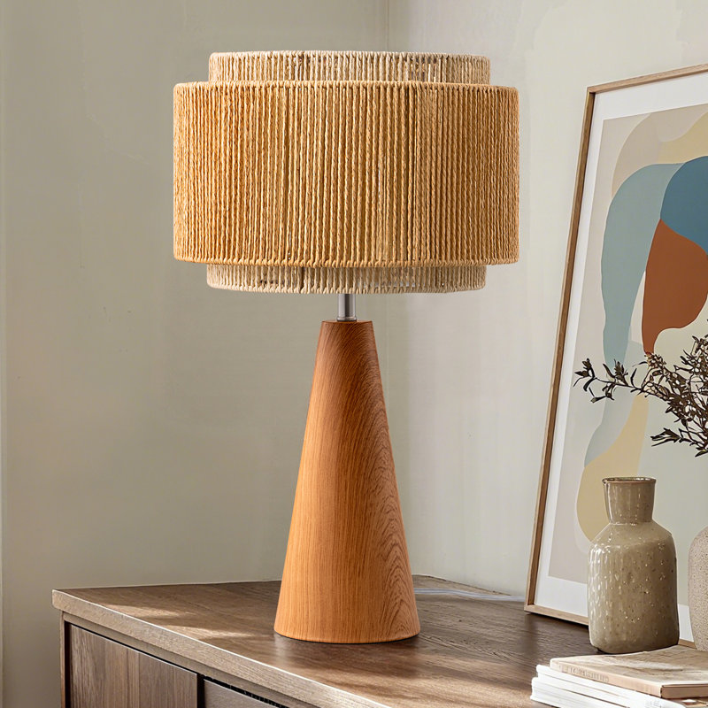 Lampe de table 20,1 "à chevet naturel en rotin deux tons