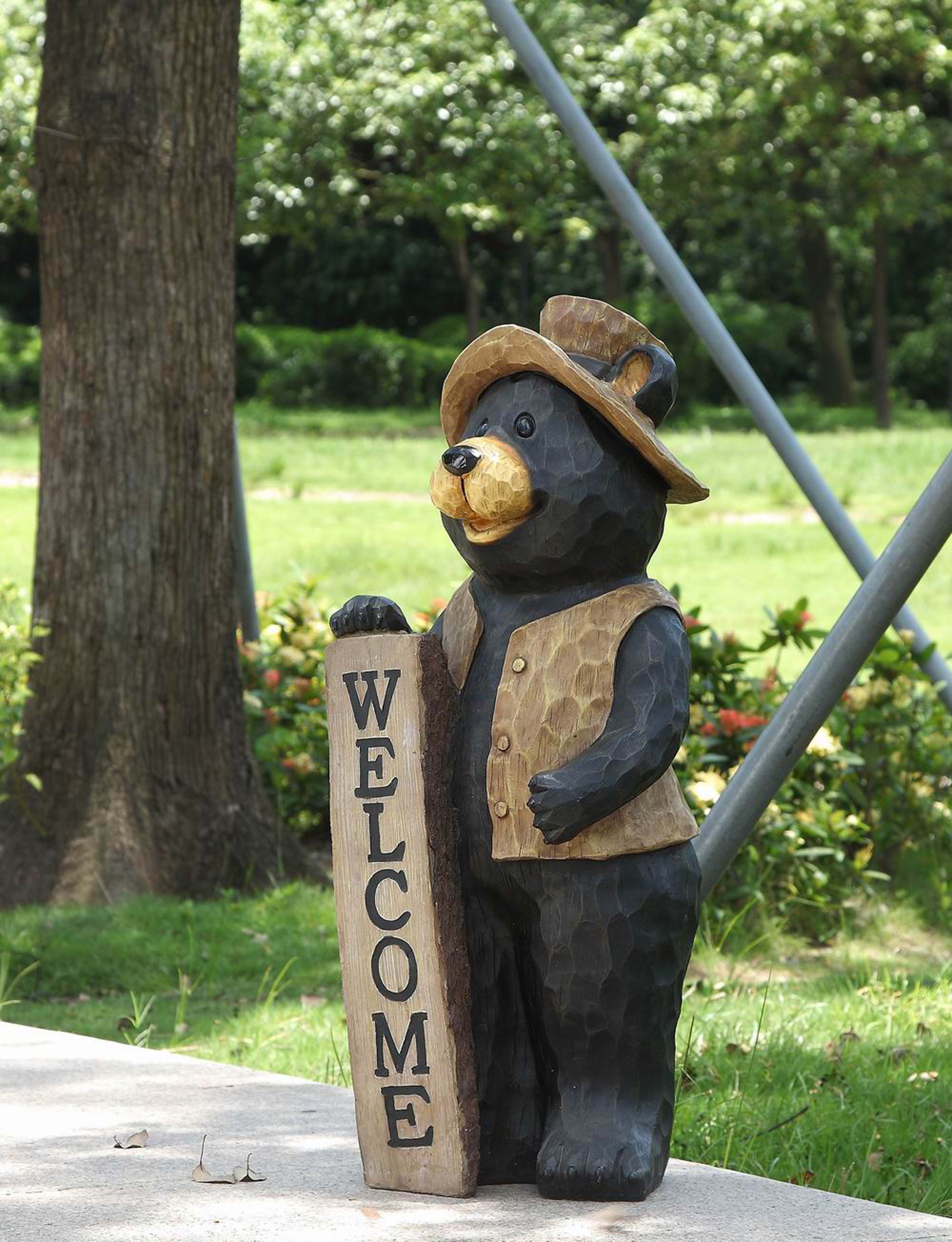 Hi-Line Gift Ltd. Bear Standing with Welcome Sign Statue & Reviews ...