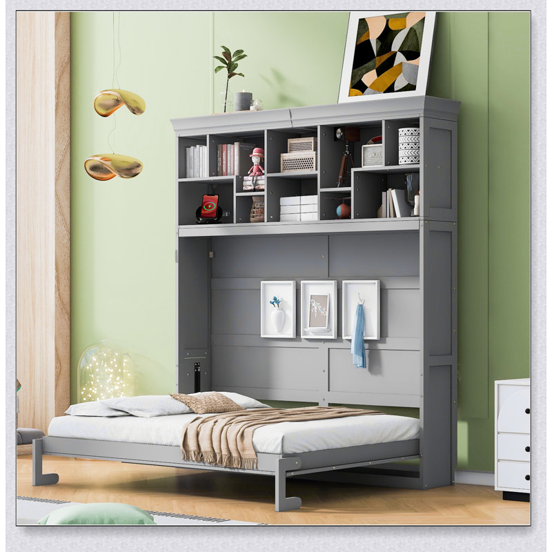Murphy Bed Wall Bed With Top Shelves & USB