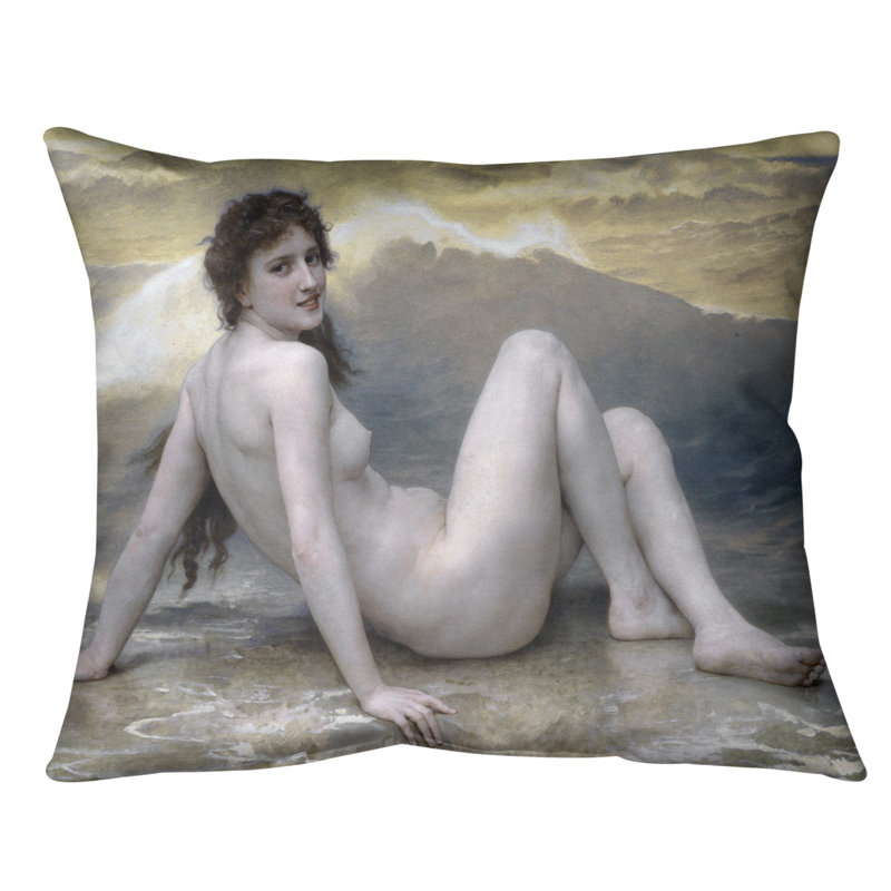 Coussin lombaire wave, Bleu / Jaune, 20 po x 14 po, Bourre en polyester