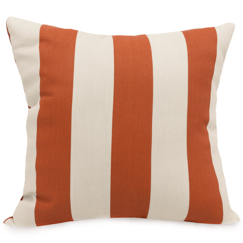 Burnt Orange and Cream Striped Square Outdoor Pillow