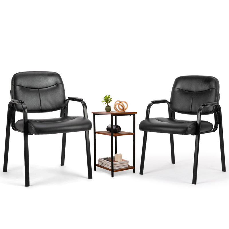 Petit ensemble de bureau de réception et de chaises trois pièces, ensemble de sièges pour salle d'attente, 2 chaises de conférence en cuir synthétique et une table basse avec rangement.