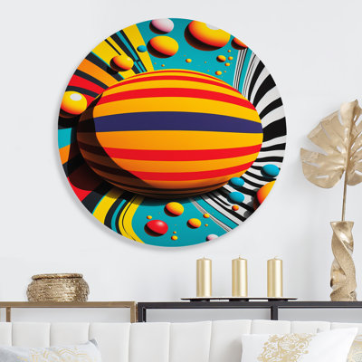 Pop Art, sphères colorées VI - Art mural rond abstrait géométrique sur métal