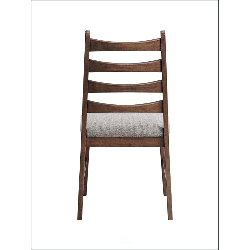 Chaise d'appoint en lin gris et noyer