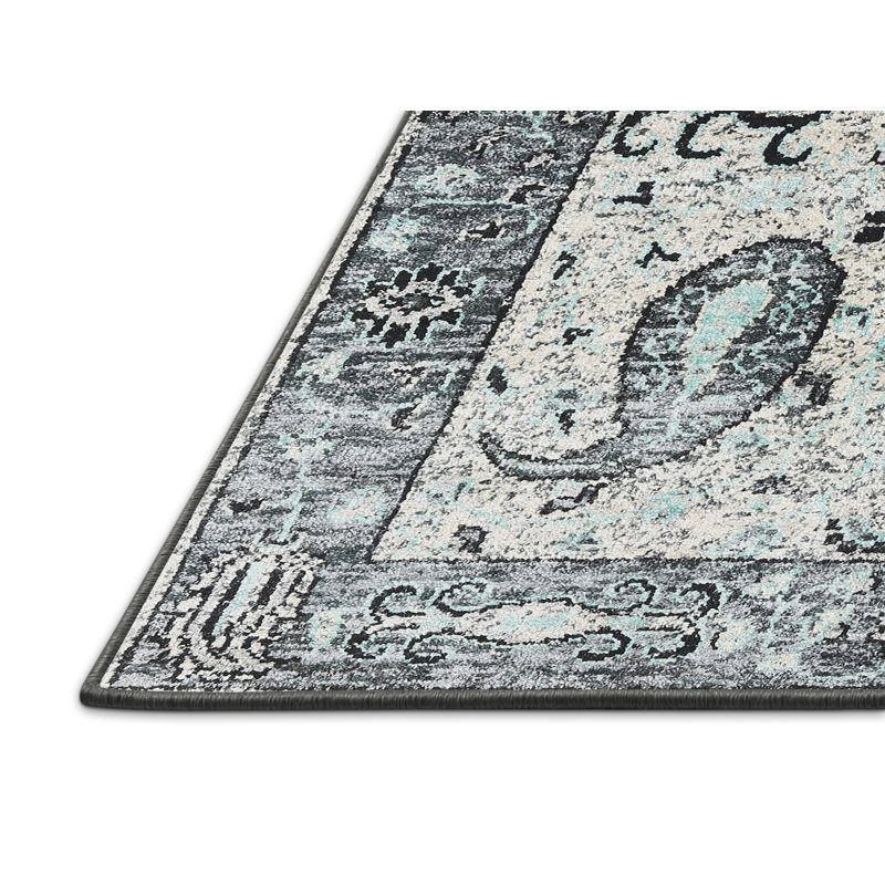 Tapis oriental beige / noir / gris, Rectangle 6 pi x 9 pi