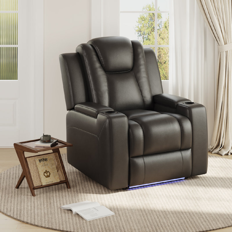 Fauteuil inclinable électrique rétro en cuir écologique, Noir