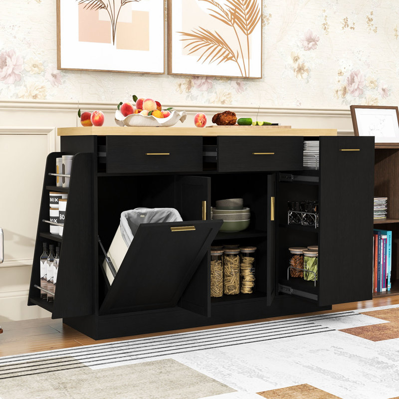 49 " W Kitchen Island, Black